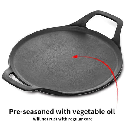 Hawkins Futura 27 cm Cast Iron Dosa Tava, Pre-seasoned Flat Tawa for Roti Black