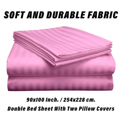 Kuber Industries Double Bedsheet with 2 Pillow Covers 144 TC Glace Cotton Bedsheet Pink