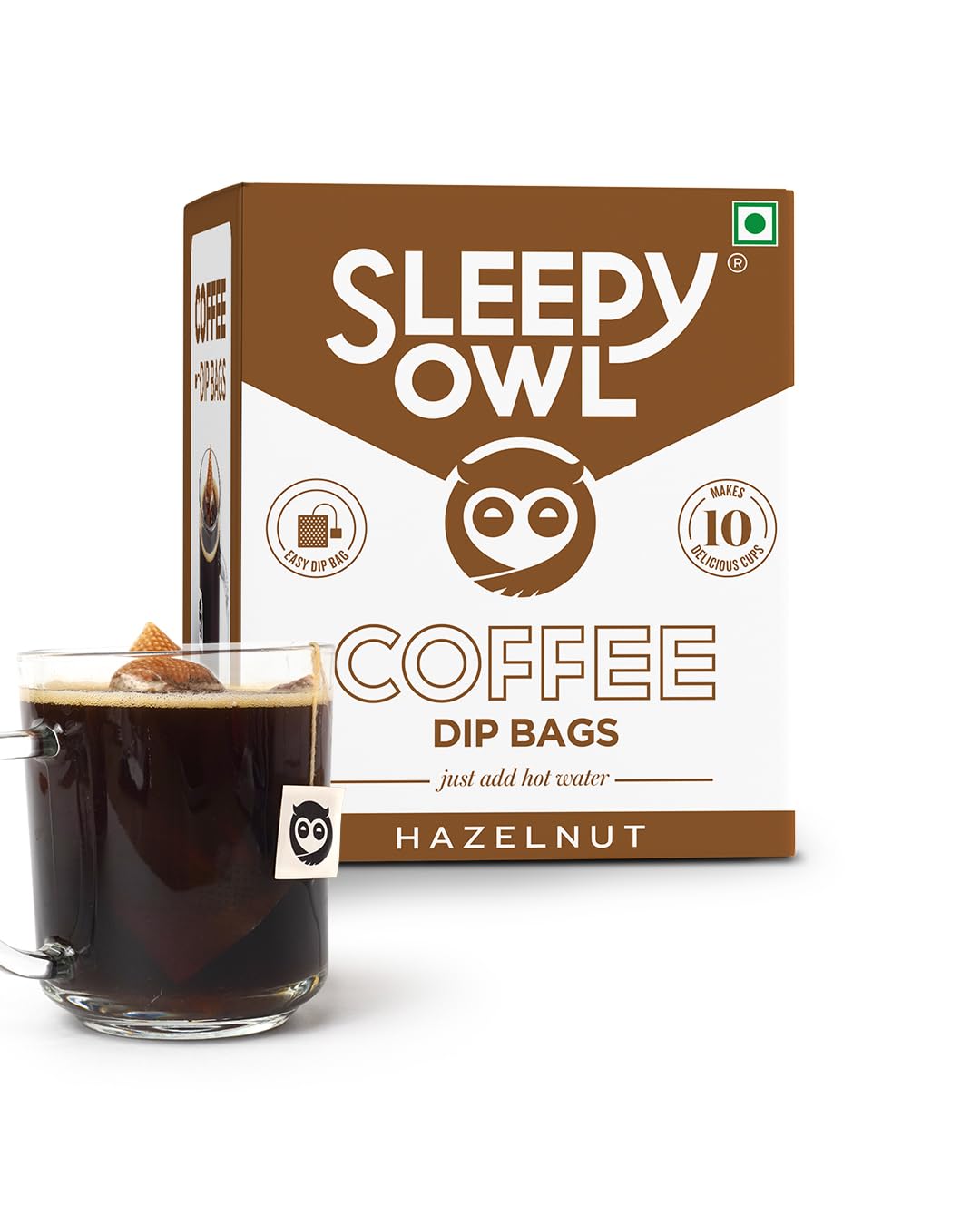 Sleepy Owl Hazelnut Ground Coffee Dip Bags - 100 gms