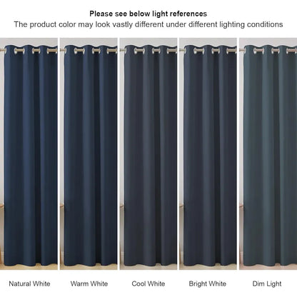 Cloth Fusion Blackout Door Curtains 8 Feet Long Set of 2 Indigo Blue