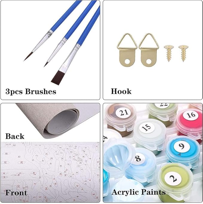 Tulip N Turtle Scarlet Macau Diy Acrylic Paint by Number Kit for Adults Kids Beginner Number Painting Kit for Adults