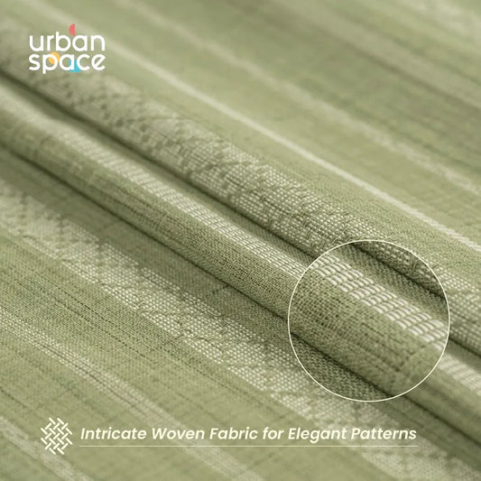 Urban Space Aari Collection Weaved Sheer Curtains for Window 5 feet Long Light Filtering Curtains with Eyelets and TieBack, Set of 2 Decorative Curtains for Living Room Vertical Weaves Sage Green