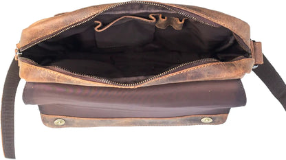 Goatter Genuine Leather Multi Pocket 10" Inch Messenger Sling Bag For Men