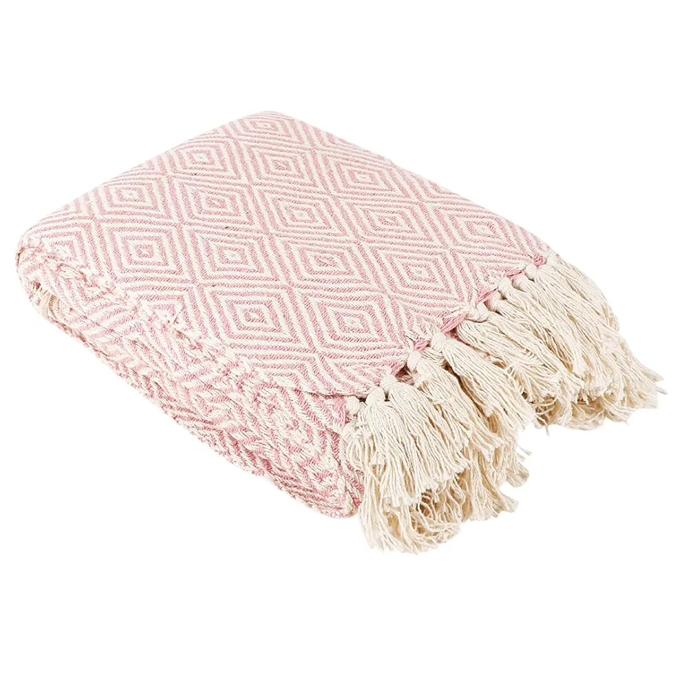 Sashaa World Cotton Throw Blanket Colour Light Pink