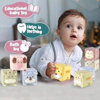 Wembley Soft Baby Bath Set 6 Pcs Squeezable Floating Animal Toy for Kids Multicolor