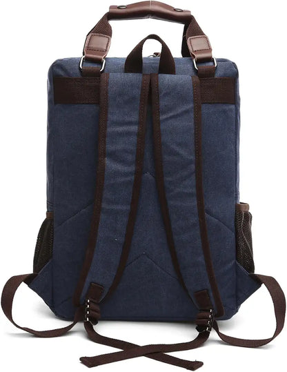 Goatter Canvas And Leather Material Multi Pocket Travel Laptop Backpack For Men