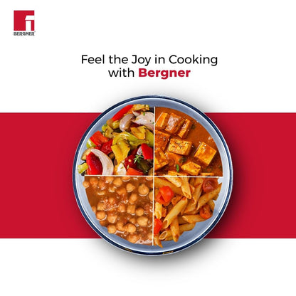 Bergner Tripro Triply Stainless Steel Cook and Serve 28cm Tasla | Tasra Kadai | Handleless Wok | 4.25 Litres