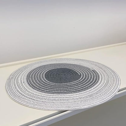 Spatlus Jute Placemats Set of 4 Heat Resistant Round Place Mats Natural Dining Table Grey