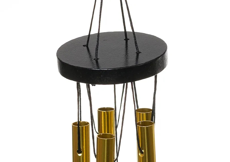 Tej Gifts Feng Shui Metal Wind Chime with Om Printed 5 Pipes Silver Medium
