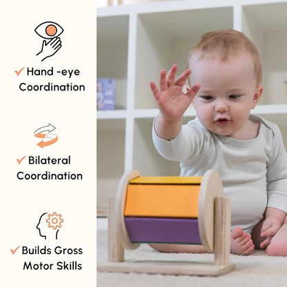 Curious Cub Montessori Spinning Drum Toy for Babies | Develops Fine Motor Skills | Educational Toy for Early Development
