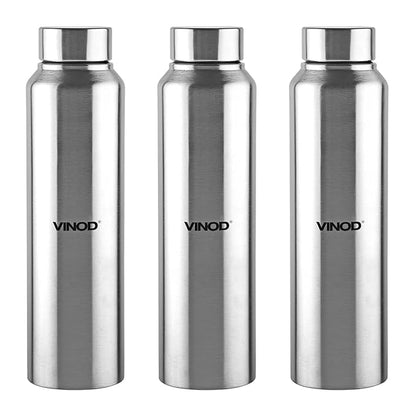 Vinod Frost Fridge Water Bottle with Fabricated 18/8 Stainless Steel Coating Inside and Outside | 1000 ml | Pack of 3