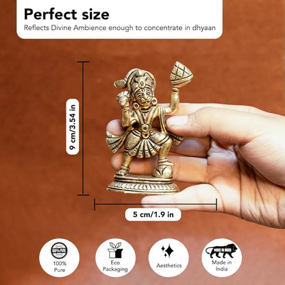 Ekhasa Pure Brass Hanuman Ji Murti Golden Hanuman Ji
