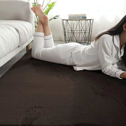 Luxe Home International Rabbit Fur Rectangular Carpet Soft Anti Slip Skid Ruffle Mats 4X6 Feet  Colour Chocolate