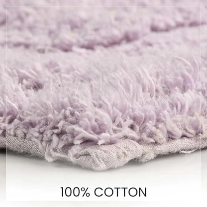 Sashaa World Solid Anti-skid Cotton Bathmat And Contour Set For Bathroom Colour Lilac (Pack of 2)