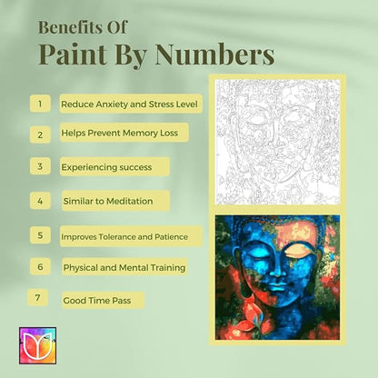 Tulip N Turtle Buddha Diy Acrylic Paint by Number Kit for Adults Beginner Canvas Painting by Number Acrylic Painting