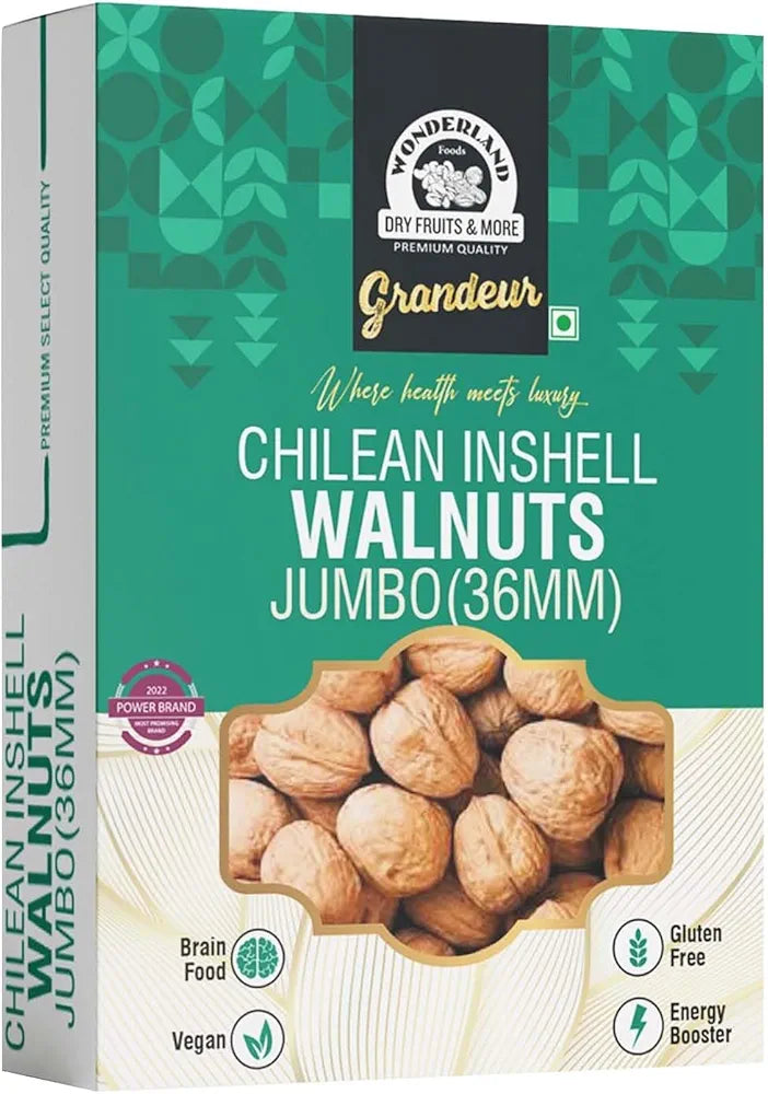 WONDERLAND FOODS Grandeur Premium Chilean Inshell Walnuts 36Mm 1Kg Box|High In Protein&Iron|Low Calorie Nut|Healthy&Delicious