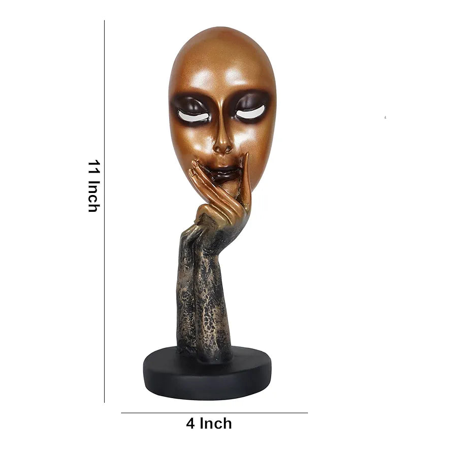 Zart Resin Human Lady Face Showpiece Medium Golden