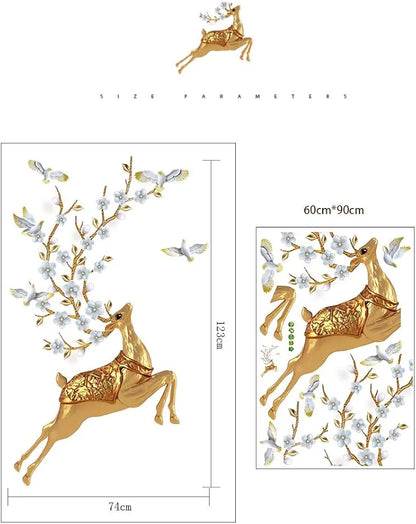 Jaamso Royals Golden Deer Pvc Vinyl Self Adheisve Wall Sticker for Home