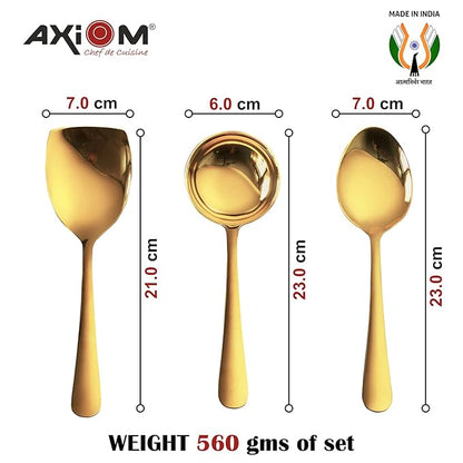 Axiom Stainless Steel Golden Serving Tools Set 6 Piece Heavy Gauge Non-Stick For Serving