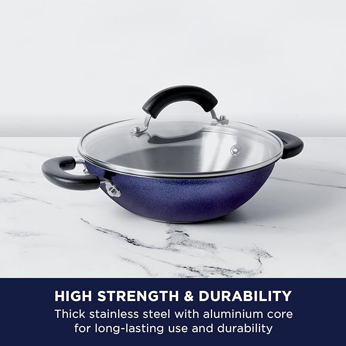 Meyer Centennial Nickel Free Kadai Steel Kadhai for Deep Frying 26cm Blue Diamond