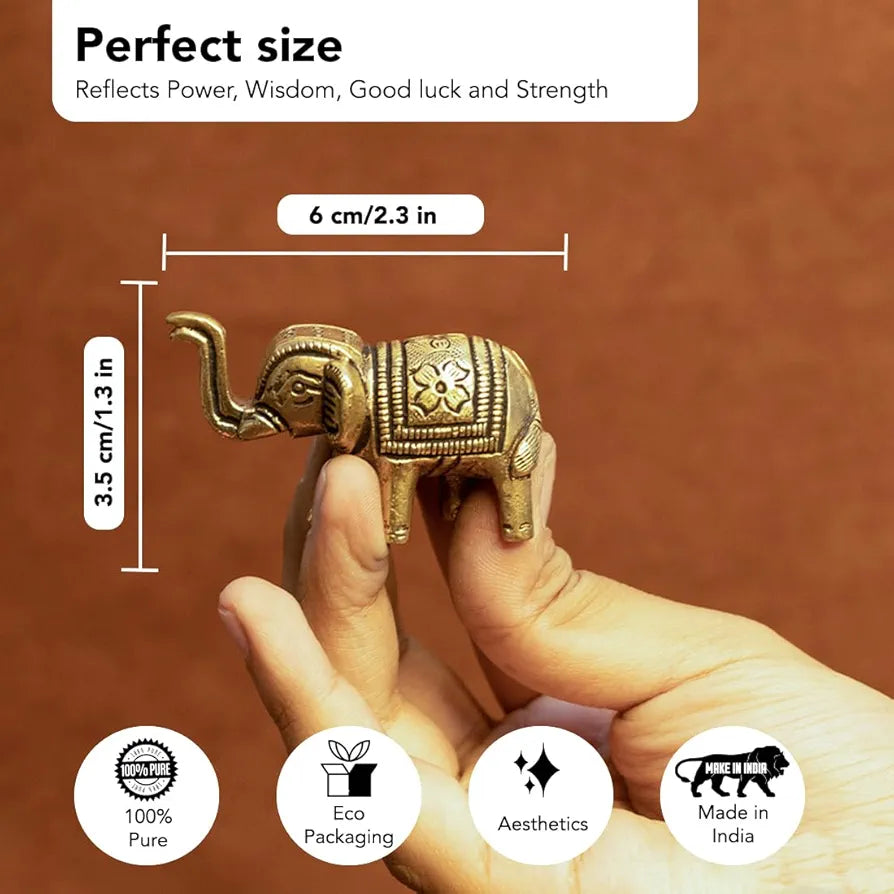 Ekhasa Pure Brass Elephant Idol Showpiece Figurine Feng Shui