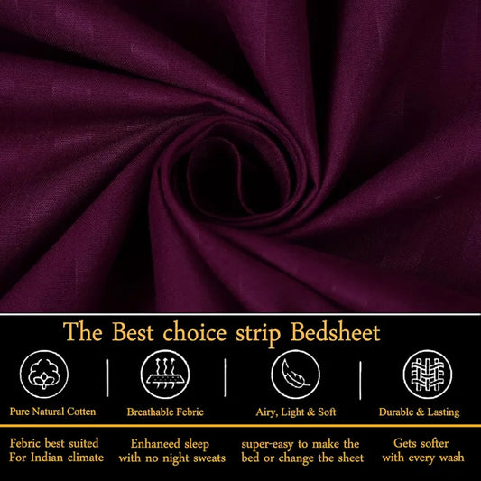 Fresh From Loom Microfiber Wrinkle Resistant Soft Skin Safe Breathable Single Size Flat Bedsheets Set with 1 Pillow Covers 144 TC Wine
