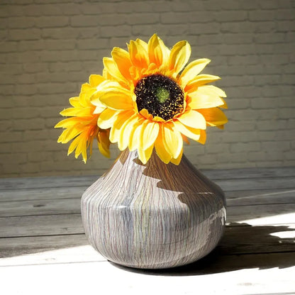 Behoma Metal Oval Flower Vase Off Multicolour Cosmic Large Flowers not Included
