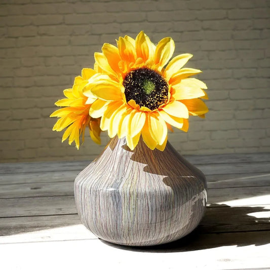 Behoma Metal Oval Flower Vase Off Multicolour Cosmic Large Flowers not Included