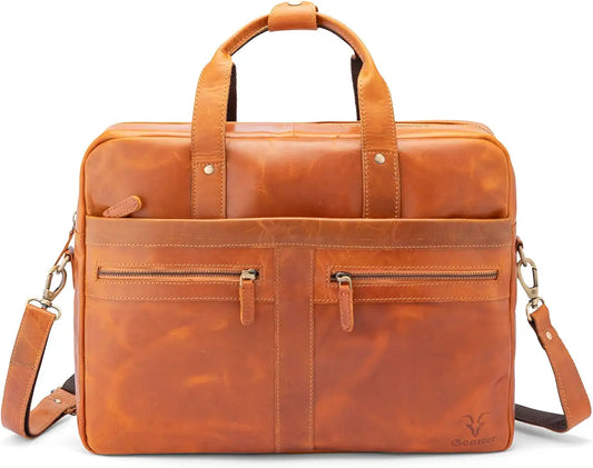 Goatter Genuine Leather Multi Pockets Office Laptop Messenger Bag For Men