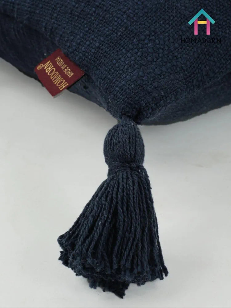 Homadorn Luxury Cotton Handmade Decorative Boho Throw Pillow Covers Colour Navy