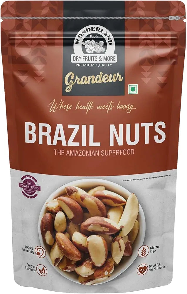 Wonderland Foods 200g Grandeur Premium Brazil Nuts Pouch | Exotic Nuts | Rich In Iron | High In Protein | Rich In Selenium | Brazilian Nut Without Shell