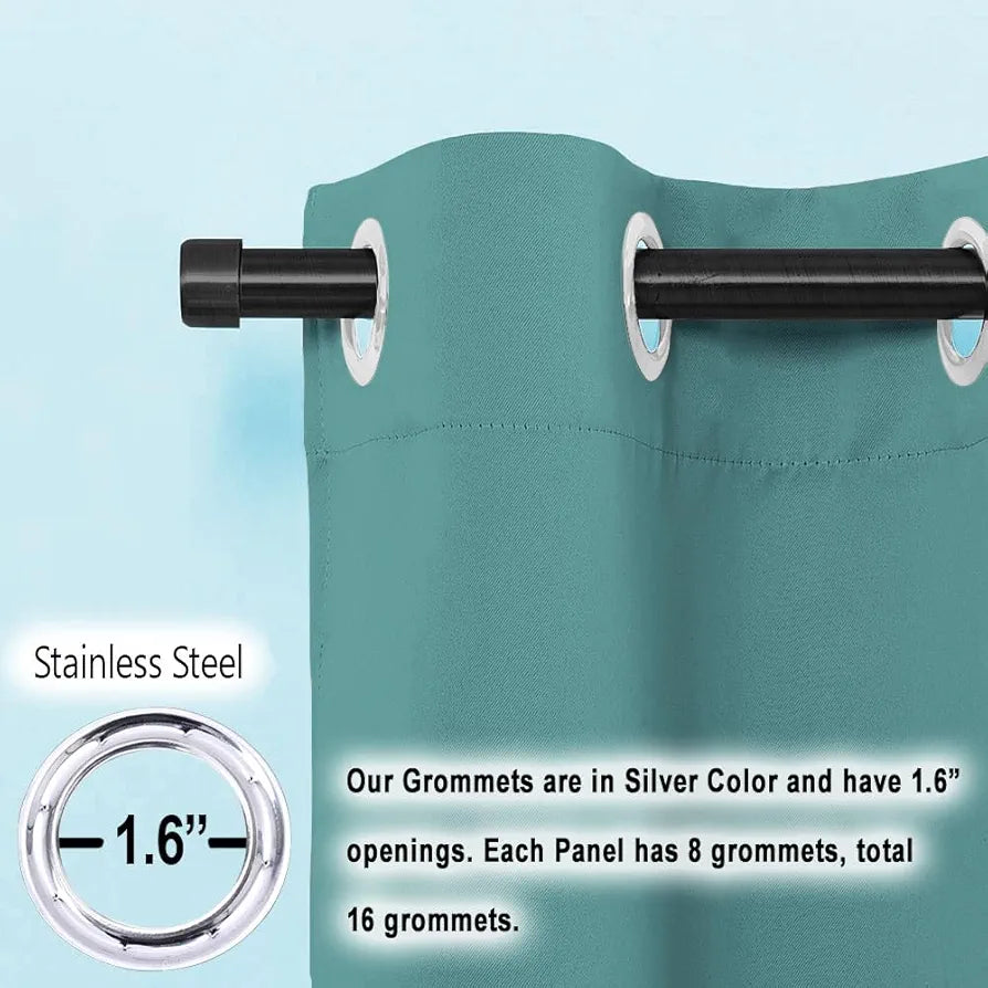 Cloth Fusion Blackout Door Curtains 9 Feet Long Set of 2 Sea Green