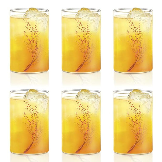 Borosil 295 ml Set of 6 Piece Cherry Vision Transparent Drinking Glass