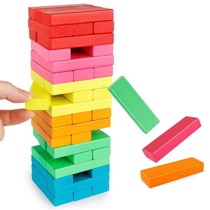 Wembley Wooden Blocks Stacking & Balancing Tower Games for Kids Adults 54 Pcs