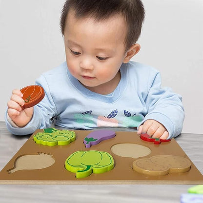 Wembley Wooden Puzzle Board For Nursery And Kg Students Raised Vegetables