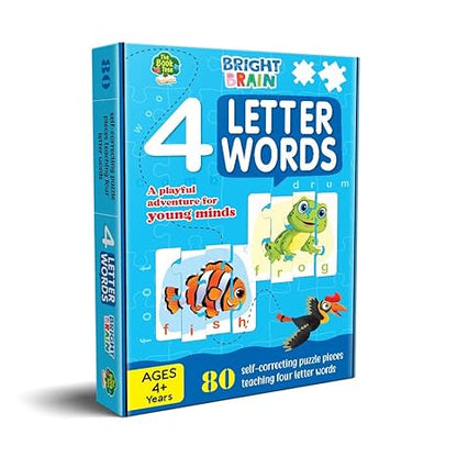 The Book Tree Bright Brain 4 Letter Words Puzzle Learn to Spell 20 Four Letter Words 80 Pieces