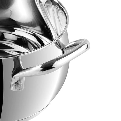 Vinod Stainless Steel 2 Piece Almaty Sauce Pot With Glass Lid | Diameter 14 & 16 Cm | Capacity 1.3 & 2 Litres