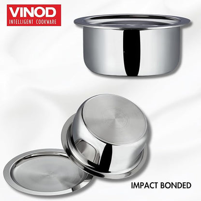 Vinod Platinum Triply Stainless Steel Tope with Lid - 1 Litre, 14 cm | Boiling Tope for Kitchen