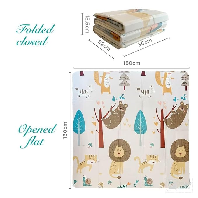 Tarkan Foldable Baby Play Mat with Raised Borders