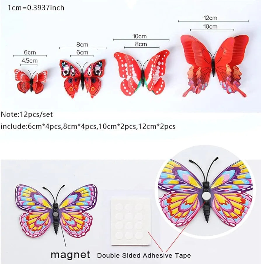 Jaamso Royals Multi 3d Magnet Butterfly Stickers -self-adhesive