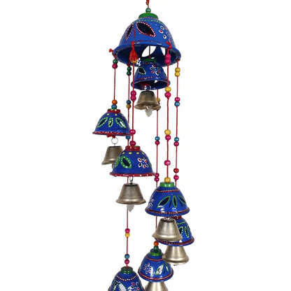 Heart Home Plastic Rajasthani Design Handcrafted Hanging Windchimes Latkan with 8 Bells