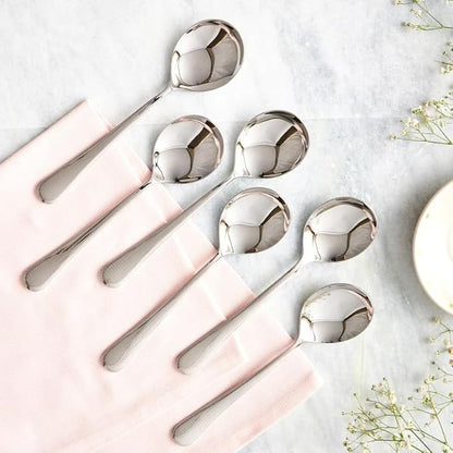 Arttdinox Stainless Steel Decoline Soup Spoon Set of 6 | Dishwasher Safe | Modern Elegance | Serveware & Tableware