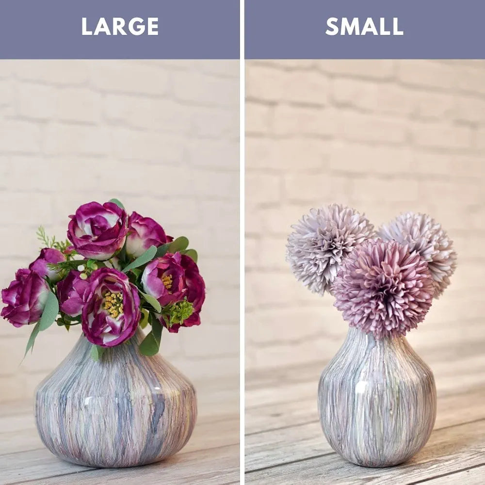 Behoma Metal Oval Flower Vase Off Multicolour Cosmic Large Flowers not Included