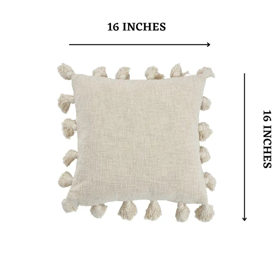 Homadorn Luxury Cotton Handmade Decorative Boho Throw Pillow Covers Colour Off White