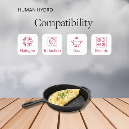 Human Hydro Pre-Seasoned Cast Iron Fry Pan 26cm 1.9kg Naturally Nonstick Gas Induction Frying Searing Sautéing