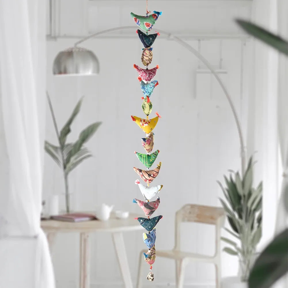 Kuber Industries Rajasthani Traditional Windchimes 15 Hanging Birds with Bell