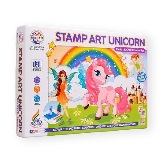 Ratna's Stamp Art Unicorn Theme, Art & Craft Creative Fun for Kids | Stamping & Colouring Set Diy Kit | Multicolor