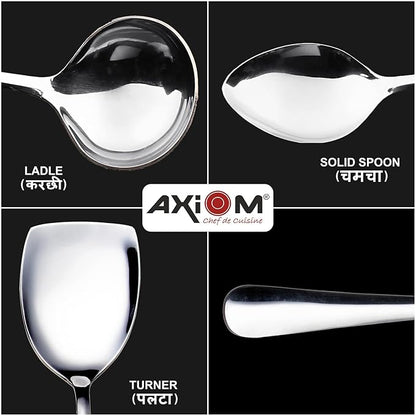 Axiom Stainless Steel Serving Tools 5 Piece Heavy Gauge Non-Stick Set Spoon for Serving