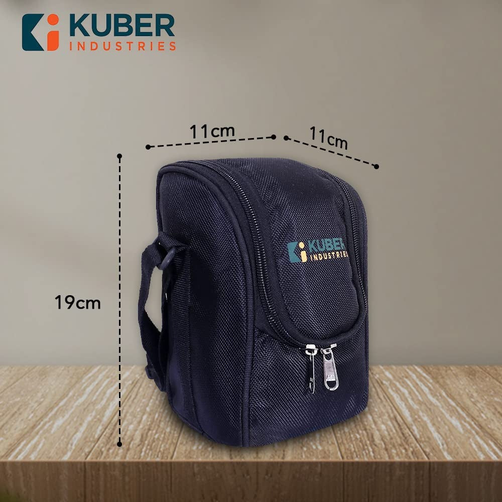 Homestic Canvas Lunch Box | 3 SS Insulated Containers | Adjustable Straps | Zipper | Black