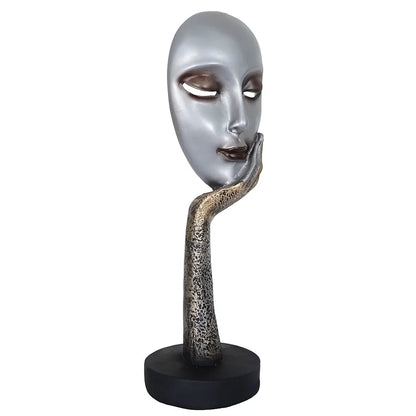 Zart Lady Face Silver Polyresin Showpiece  Use in Home Decor Gifts